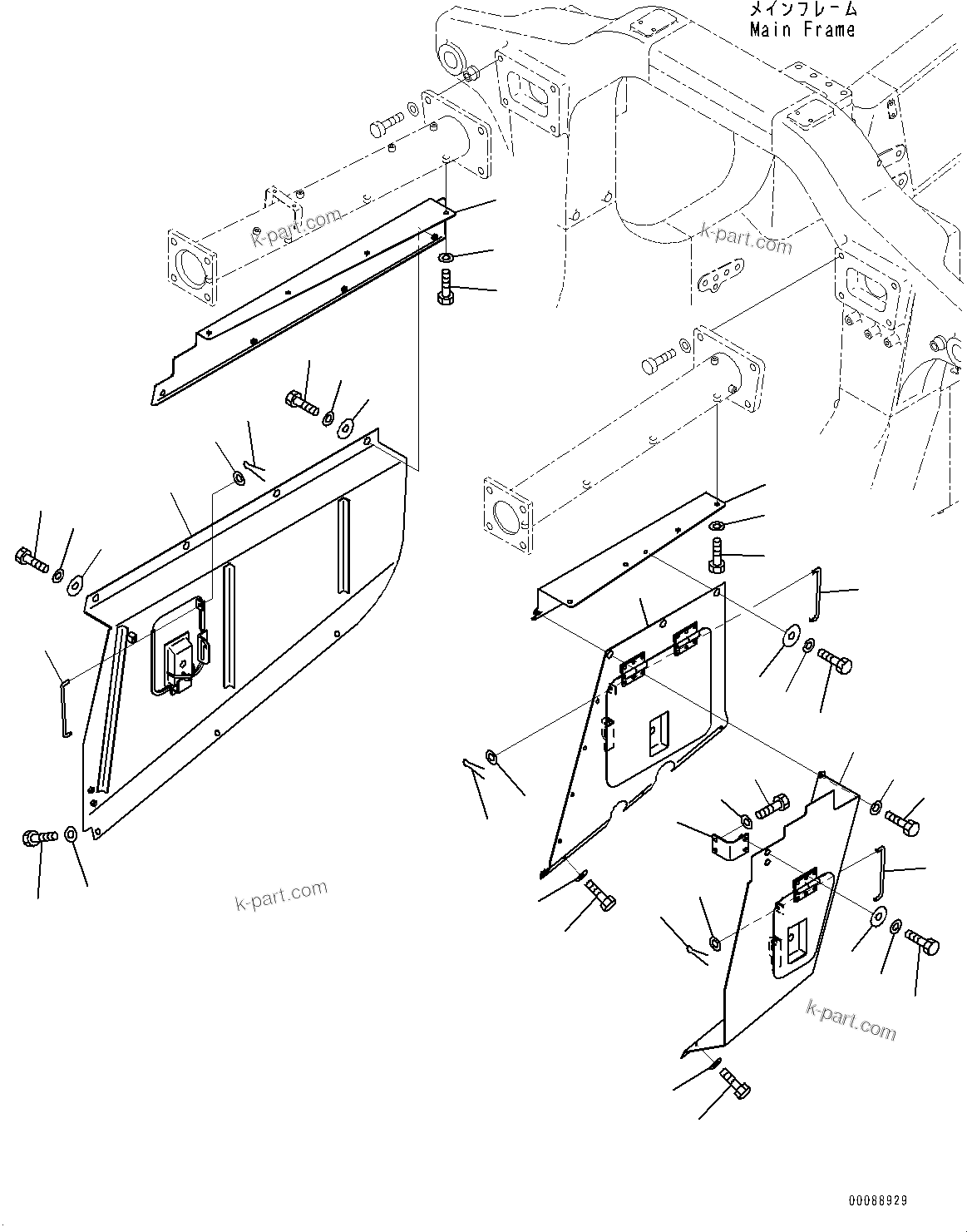 Komatsu parts book diagram for HD465-7E1 S/N 20001-UP (For EU): ENGINE SIDE COVER (#20001-)