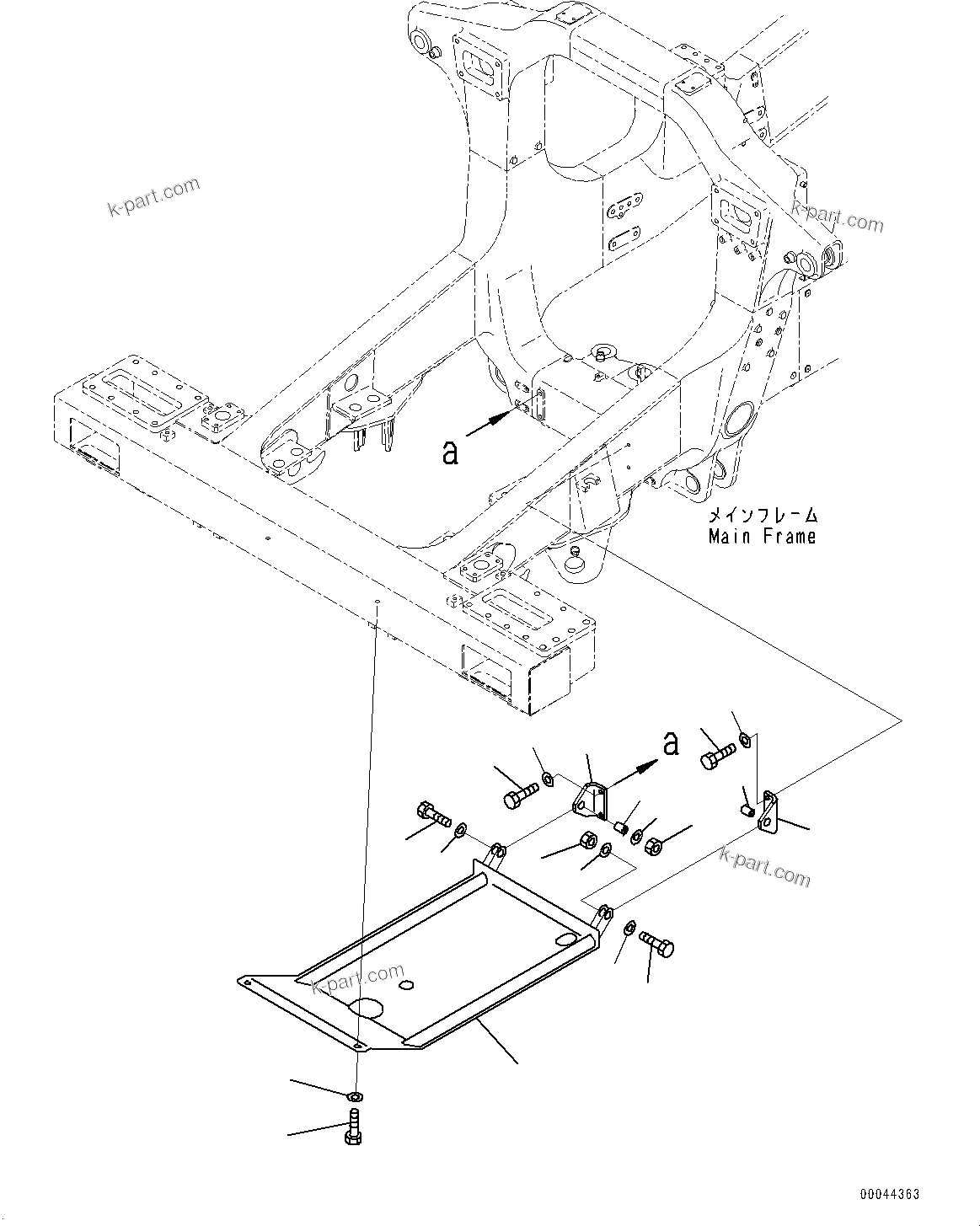 Komatsu parts book diagram for HD465-7E1 S/N 20001-UP (For EU): ENGINE UNDER GUARD (#20001-)