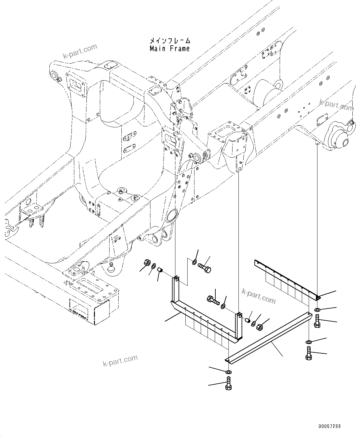 Komatsu parts book diagram for HD465-7E1 S/N 20001-UP (For EU): TRANSMISSION UNDER GUARD,  (#20001-20041)