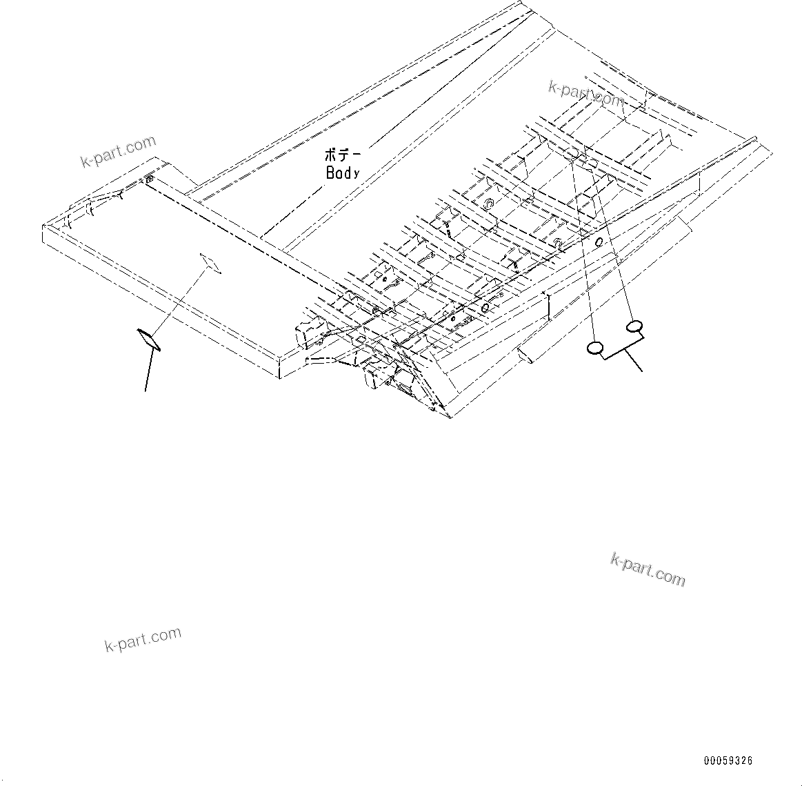 Komatsu parts book diagram for HD465-7E1 S/N 20001-UP (For EU): BODY, PARTS FOR LESS BODY HEATING (#20001-)