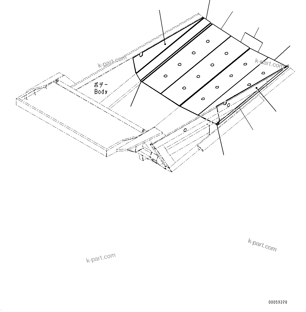Komatsu parts book diagram for HD465-7E1 S/N 20001-UP (For EU): BODY, HALF LINER (#20001-)