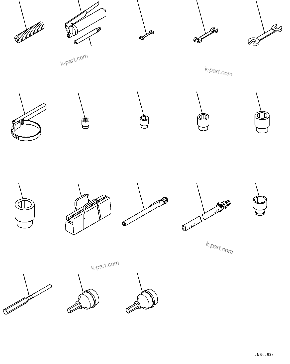 Komatsu parts book diagram for HD465-7E1 S/N 20001-UP (For EU): GENERAL TOOL SET (#20001-)
