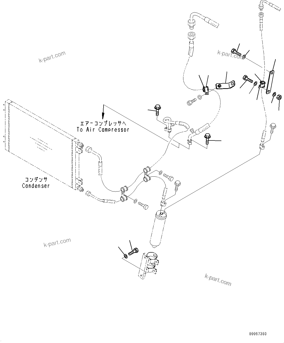 Komatsu parts book diagram for HD465-7E1 S/N 20001-UP (For EU): AIR CONDITIONER RELATED PARTS, (1/2) (#20001-)