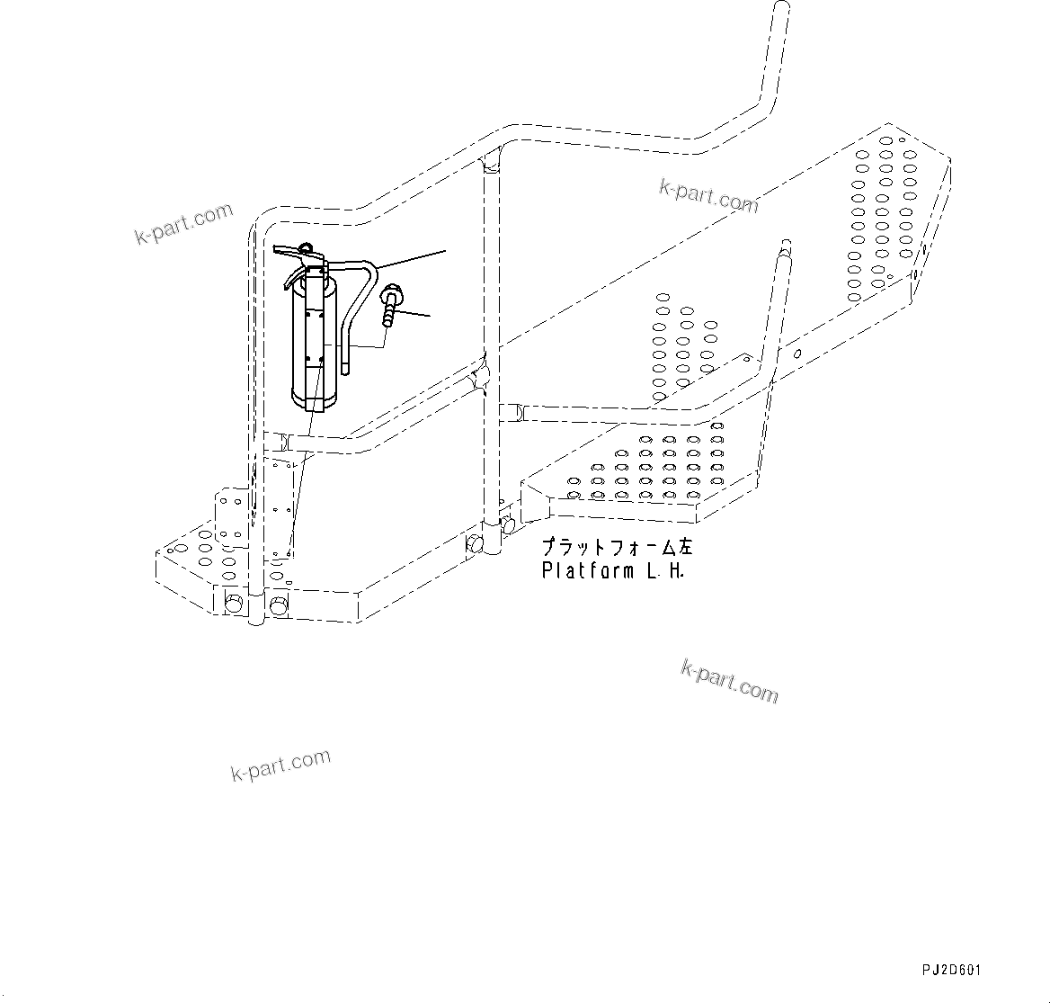 Komatsu parts book diagram for HD465-7E1 S/N 20001-UP (For EU): FIRE EXTINGUISHER (#20001-)