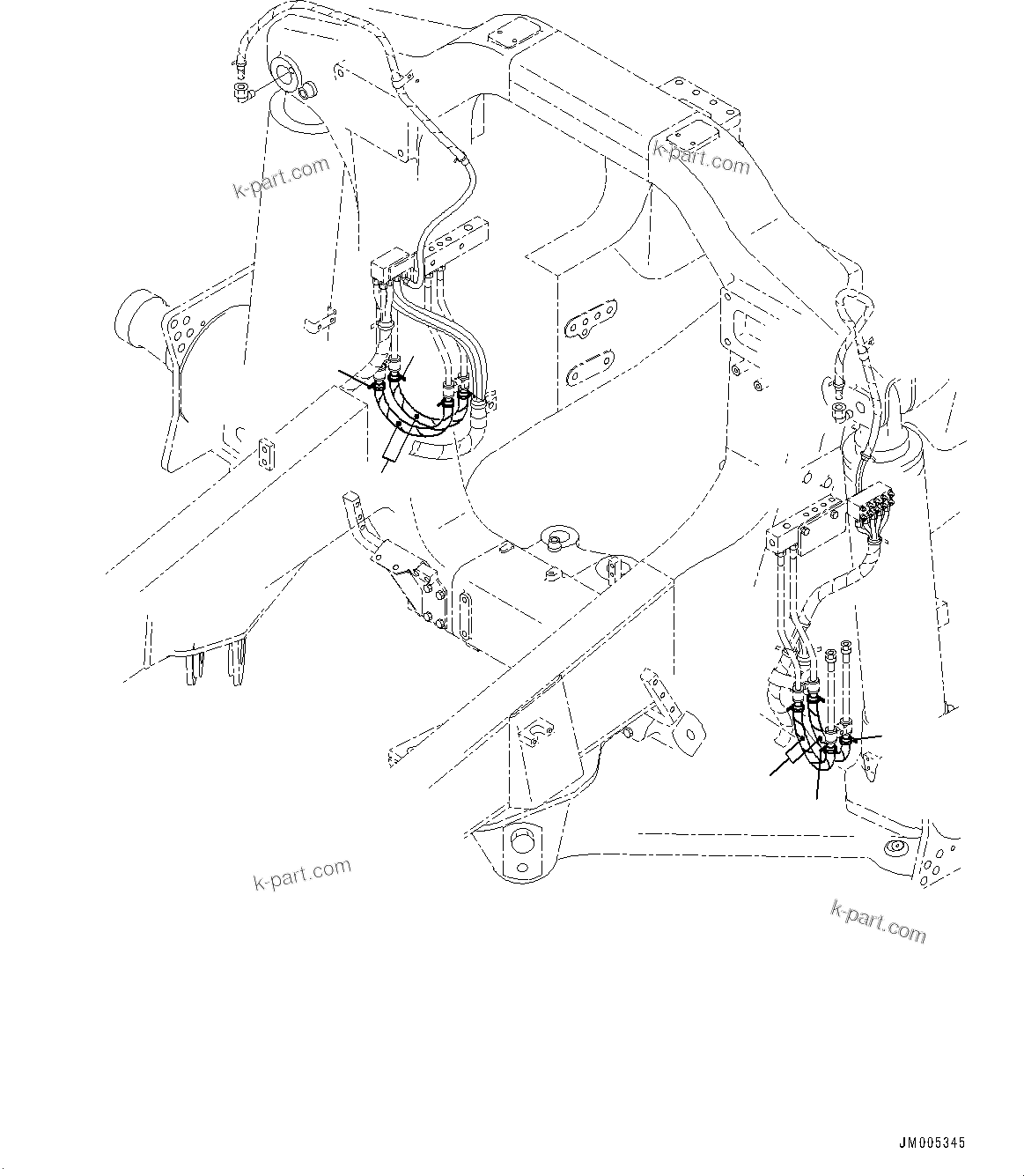 Komatsu parts book diagram for HD465-7E1 S/N 20001-UP (For EU): LUBRICATION PIPING, TUBE (#20001-)