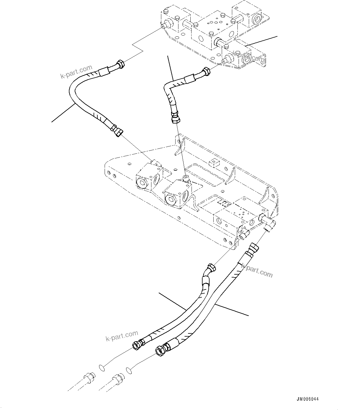 Komatsu parts book diagram for HD465-7E1 S/N 20001-UP (For EU): ANTI-SKID BRAKE SYSTEM (ABS) AND AUTO SPIN REGULATOR (ASR), REAR PIPING (1/2) (#20024-)