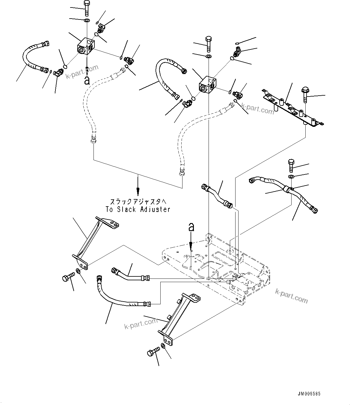 Komatsu parts book diagram for HD465-7E1 S/N 20001-UP (For EU): ANTI-SKID BRAKE SYSTEM (ABS) AND AUTO SPIN REGULATOR (ASR), BRAKE PIPING (#20024-)