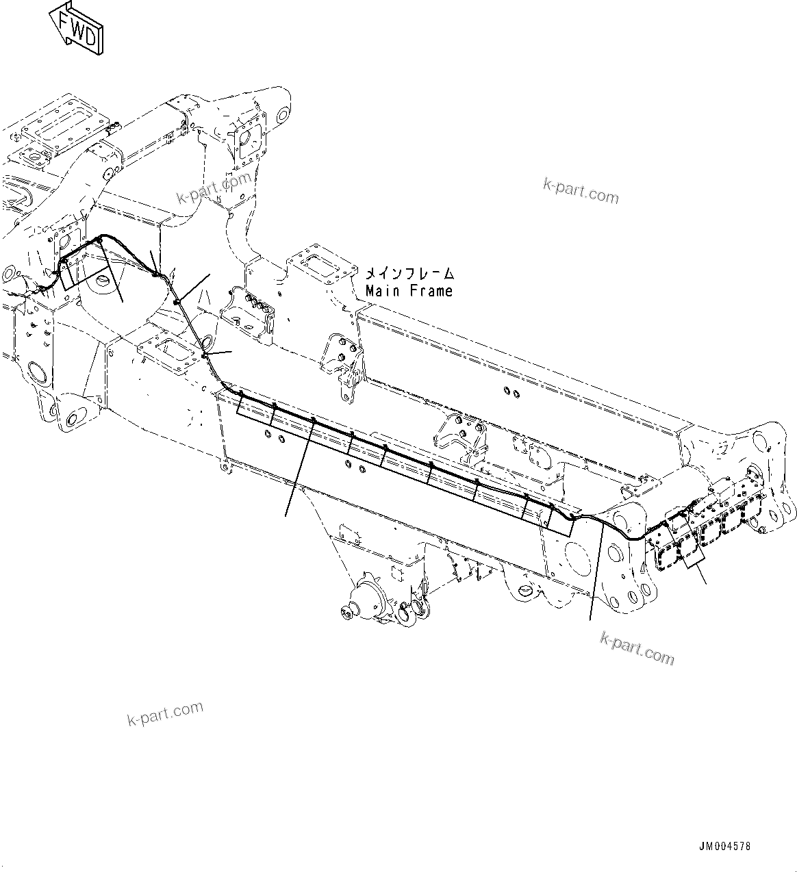 Komatsu parts book diagram for HD465-7E1 S/N 20001-UP (For EU): REARVIEW MIRROR, WIRING HARNESS (#20001-)
