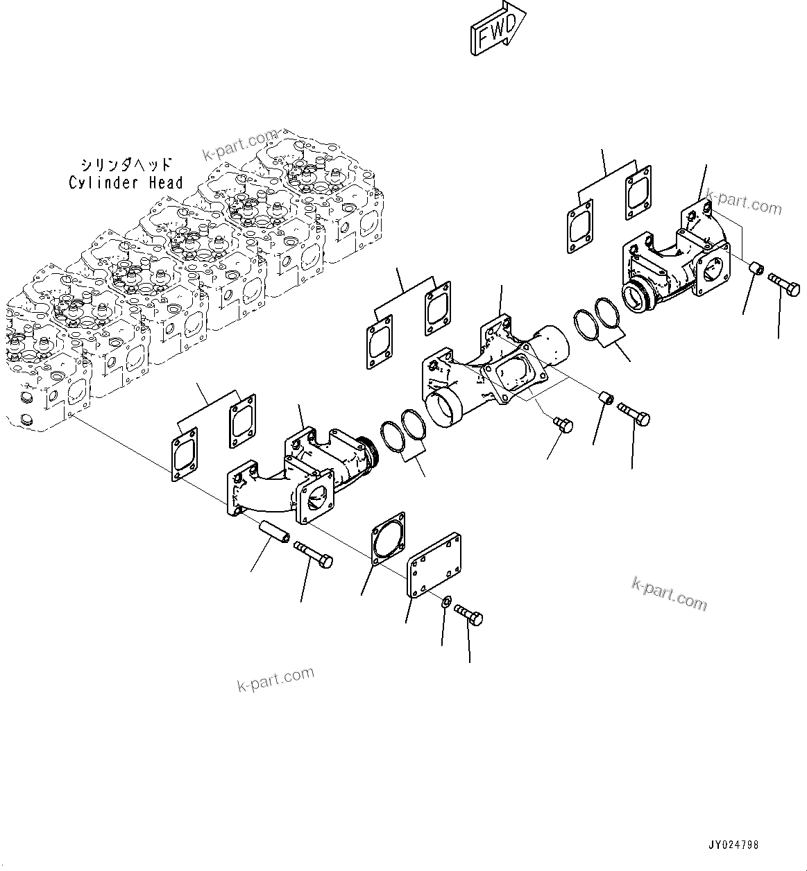 Komatsu parts book diagram for SAA6D140E-7D S/N 830556-UP (For PC650LC-11): VARIABLE GEOMETRY TURBOCHARGER (VGT), MOUNTING (#830556-)