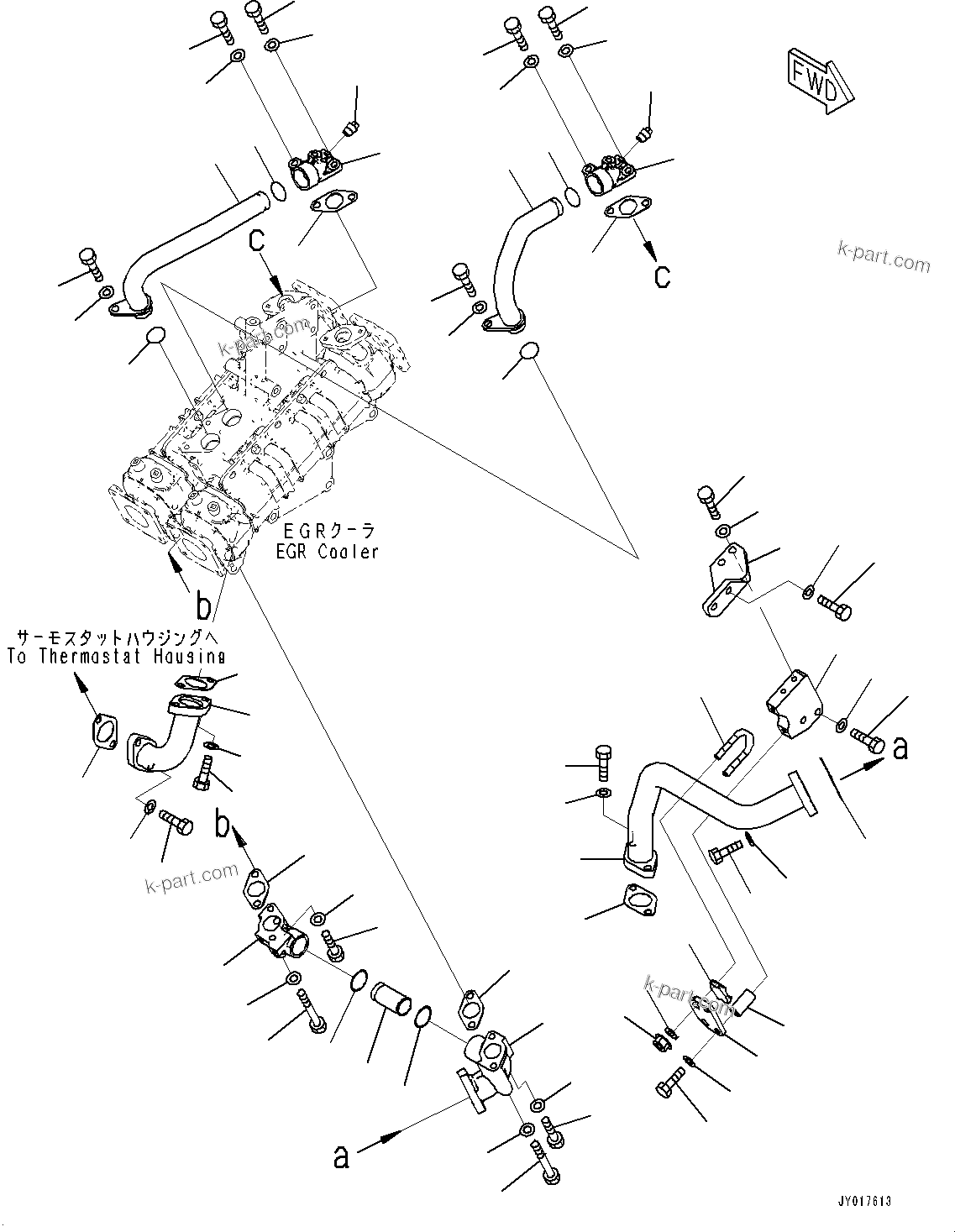 Komatsu parts book diagram for SAA6D140E-7D S/N 830556-UP (For PC650LC-11): KOMATSU CLOSED CRANKCASE VENTILATION (KCCV), DRAIN PIPING (#830556-)
