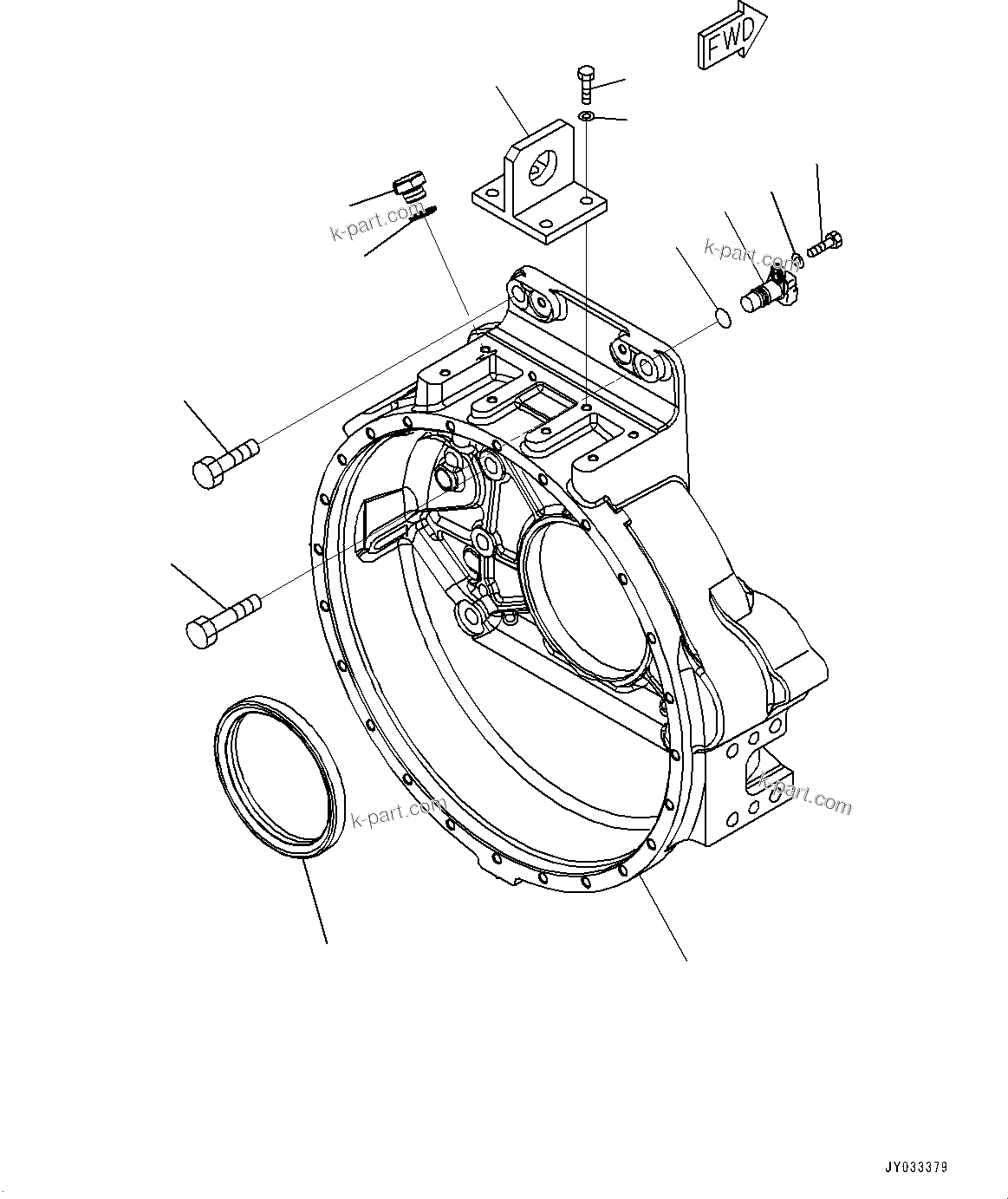 Komatsu parts book diagram for SAA6D140E-7D S/N 830556-UP (For PC650LC-11): FLYWHEEL HOUSING (#830556-)