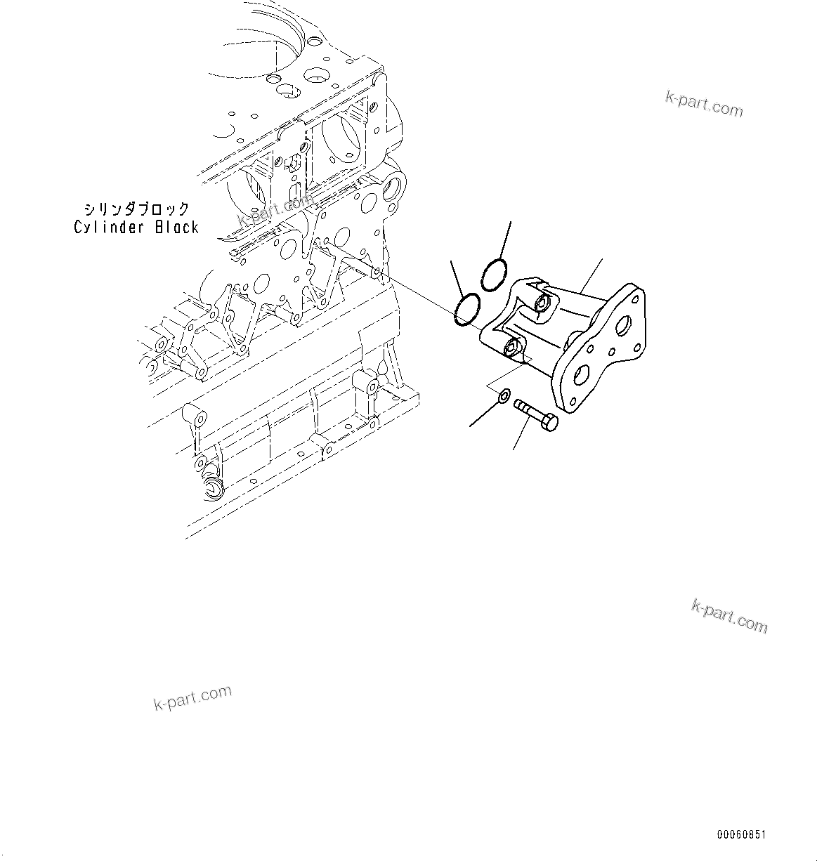 Komatsu parts book diagram for SAA6D140E-7D S/N 830556-UP (For PC650LC-11): ENGINE OIL FILTER BRACKET (#830556-)