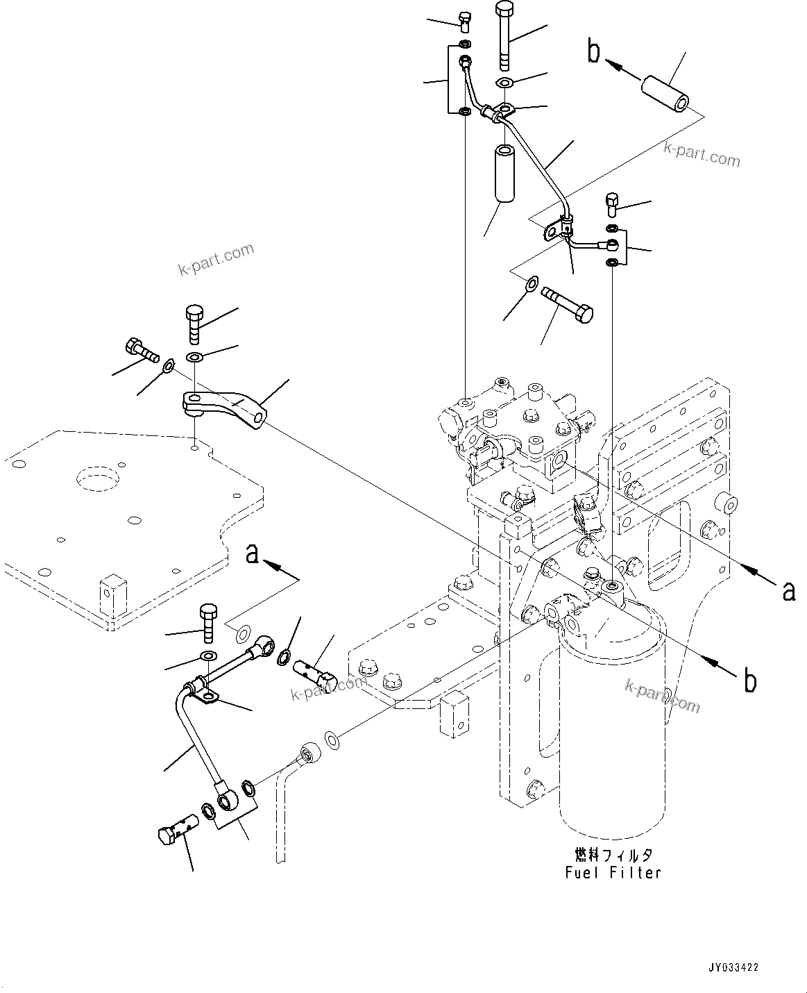 Komatsu parts book diagram for SAA6D140E-7D S/N 830556-UP (For PC650LC-11): FUEL FILTER, AIR VENT (#830556-)