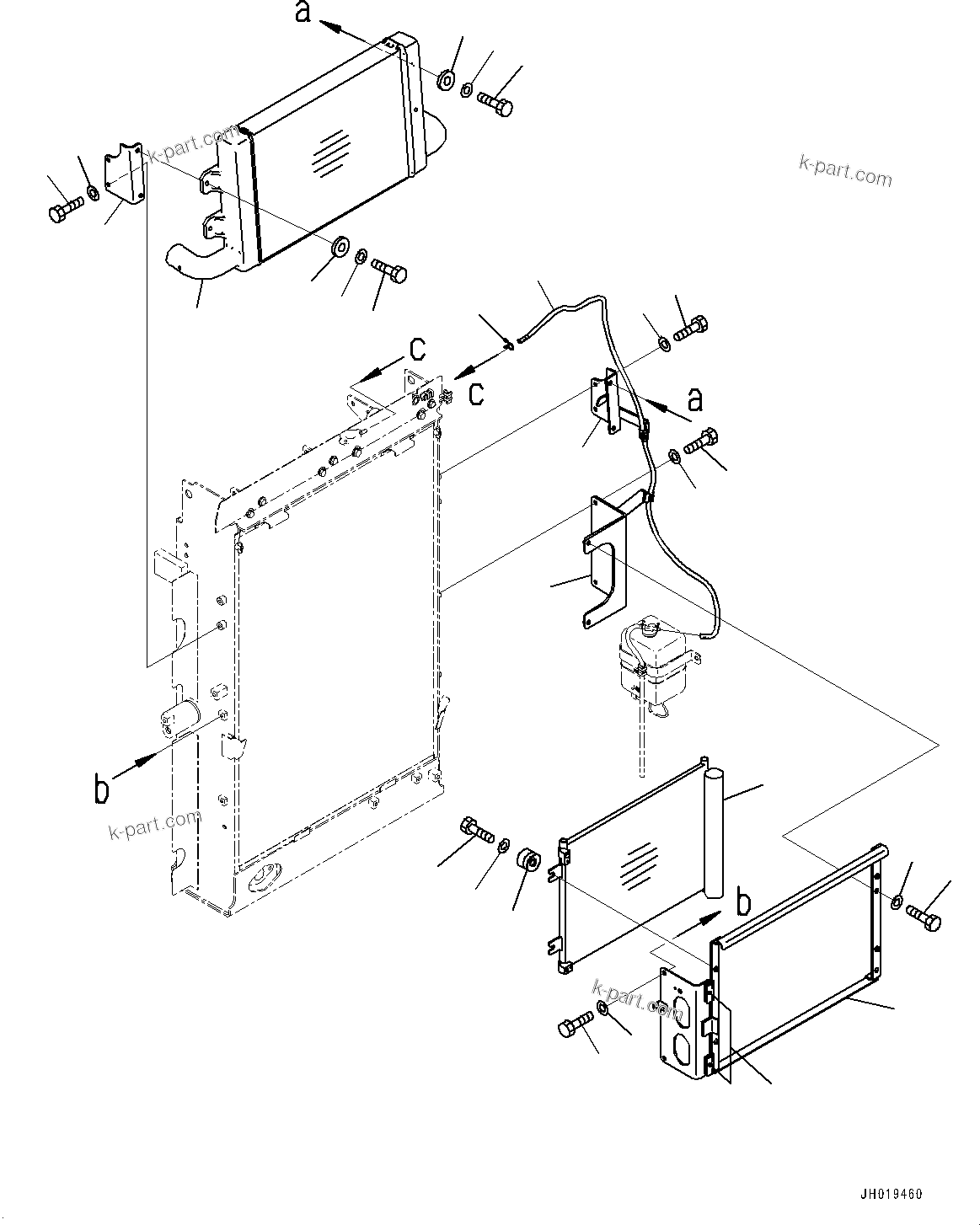 Komatsu parts book diagram for PC170LC-11 S/N 35001-UP: COOLING SYSTEM, AFTERCOOLER AND CONDENSER (#35001-)