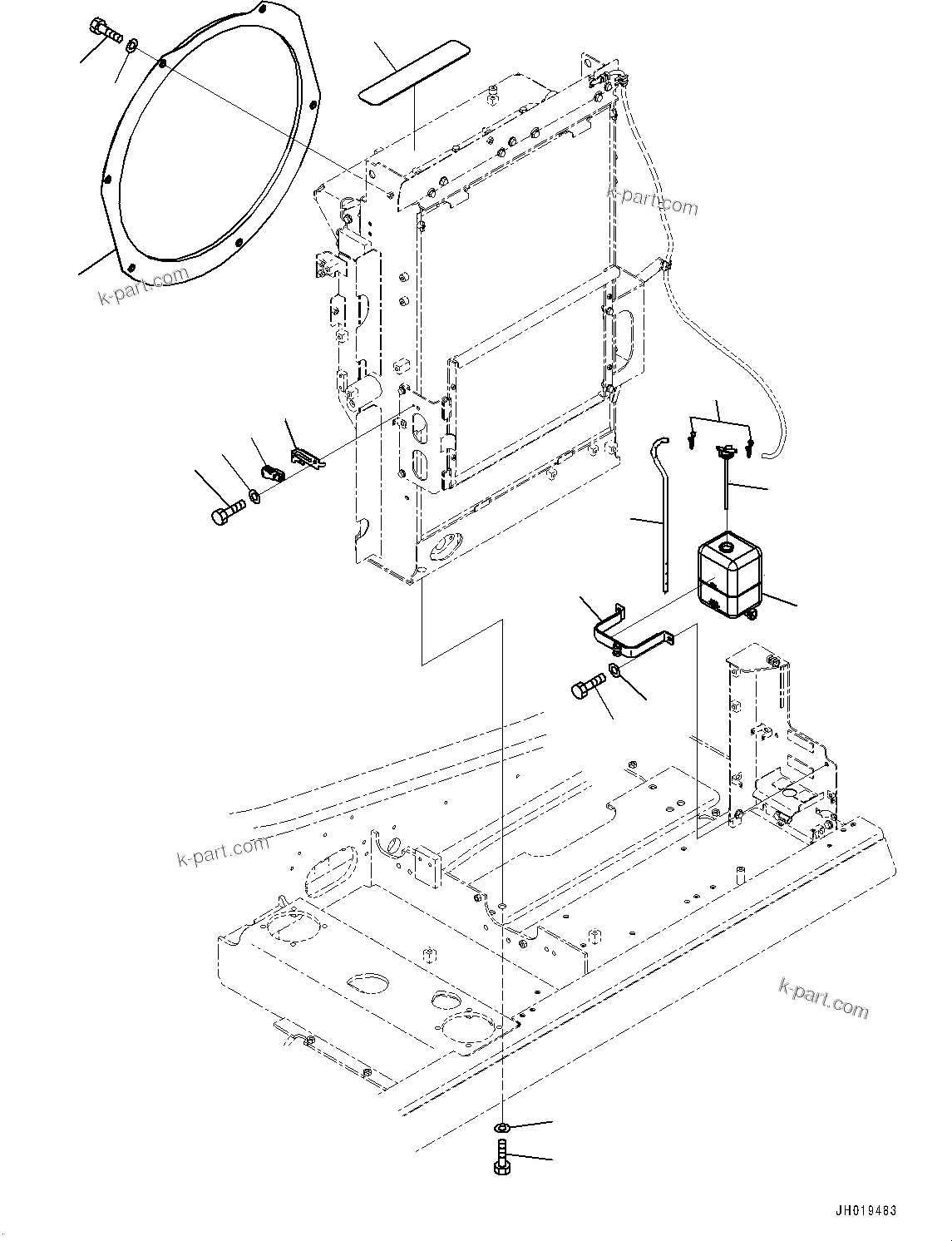 Komatsu parts book diagram for PC170LC-11 S/N 35001-UP: COOLING SYSTEM, RESERVOIR TANK (#35001-)