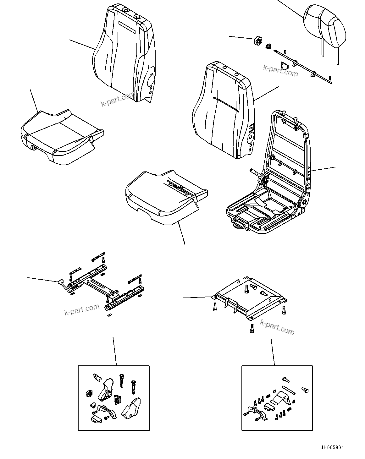 Komatsu parts book diagram for PC170LC-11 S/N 35001-UP: OPERATOR'S SEAT (#35001-)