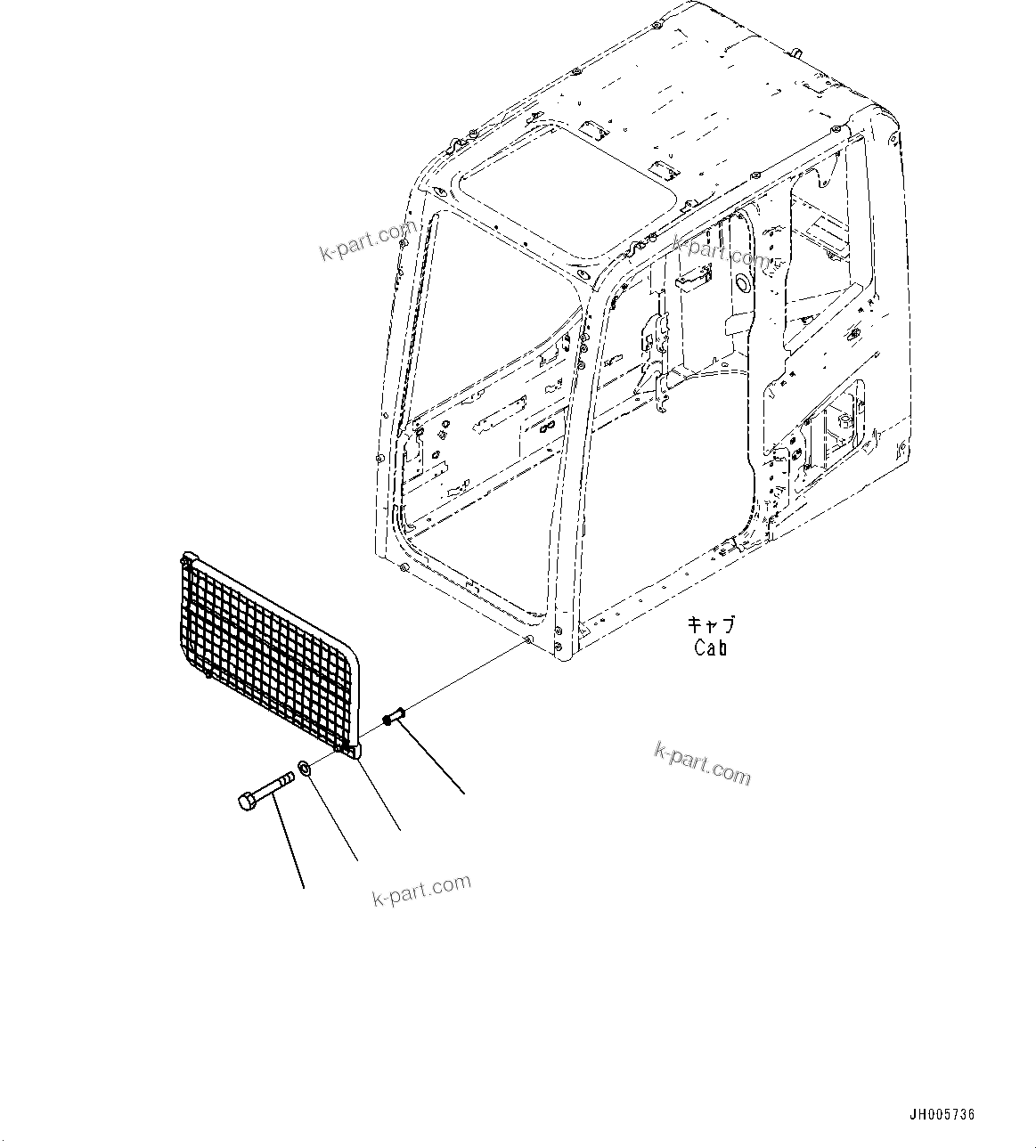 Komatsu parts book diagram for PC170LC-11 S/N 35001-UP: FRONT GUARD (#35001-)
