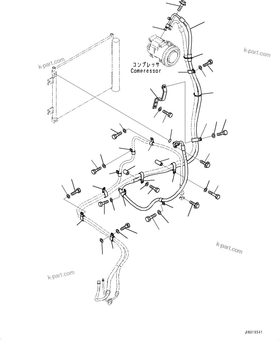 Komatsu parts book diagram for PC170LC-11 S/N 35001-UP: AIR CONDITIONER, COOLER PIPING (#35001-)