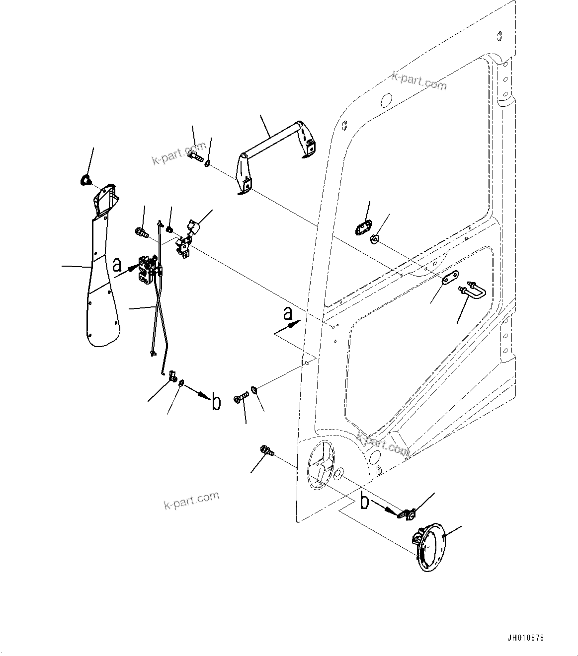 Komatsu parts book diagram for PC170LC-11 S/N 35001-UP: CAB, OPEN LOCK AND DOOR CATCH (#35001-)