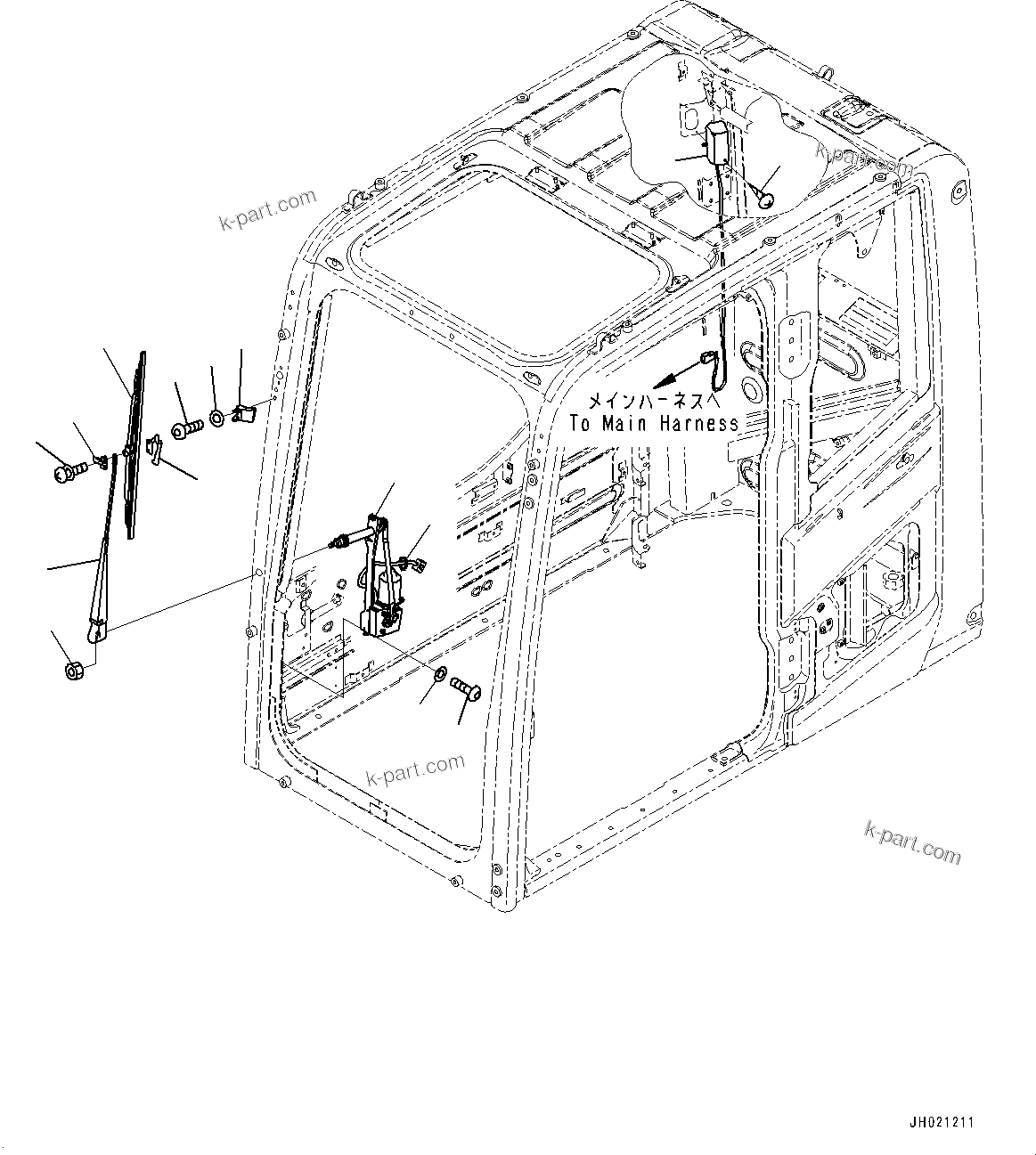 Komatsu parts book diagram for PC170LC-11 S/N 35001-UP: CAB, INNER PARTS, RUBBER ANTENNA (#35001-)