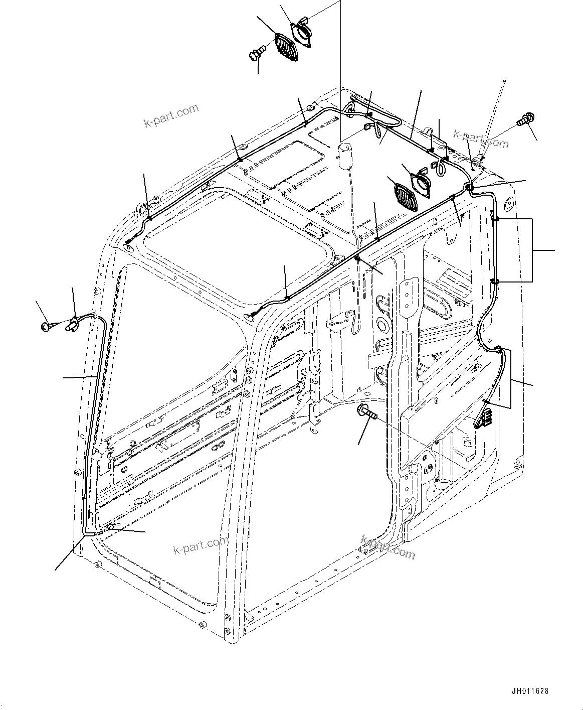 Komatsu parts book diagram for PC170LC-11 S/N 35001-UP: CAB, ROOF COVER, HANGER, DRINK HOLDER AND AIR INTAKE (#35001-)