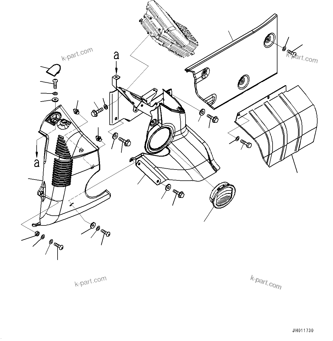 Komatsu parts book diagram for PC170LC-11 S/N 35001-UP: CAB, CAB IN PARTS, MONITOR COVER (#35001-)
