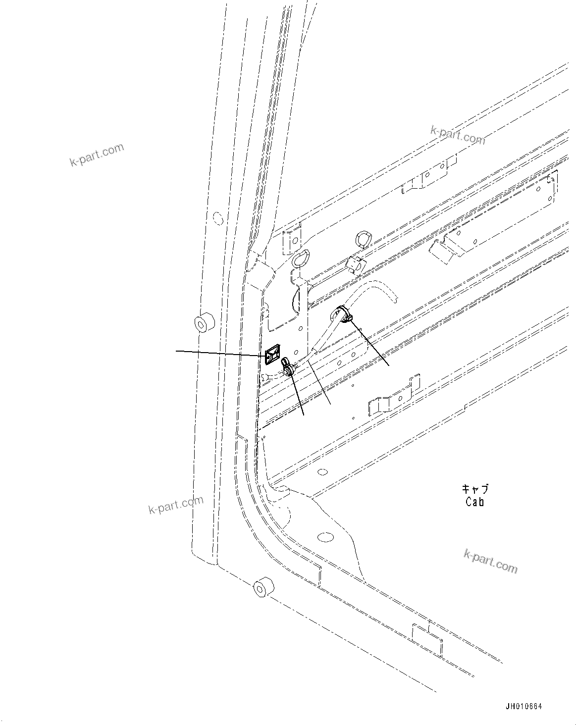 Komatsu parts book diagram for PC170LC-11 S/N 35001-UP: CAB, CAB IN PARTS, LUGGAGE PLATE AND CIGARETTE LIGHTER (#35001-)