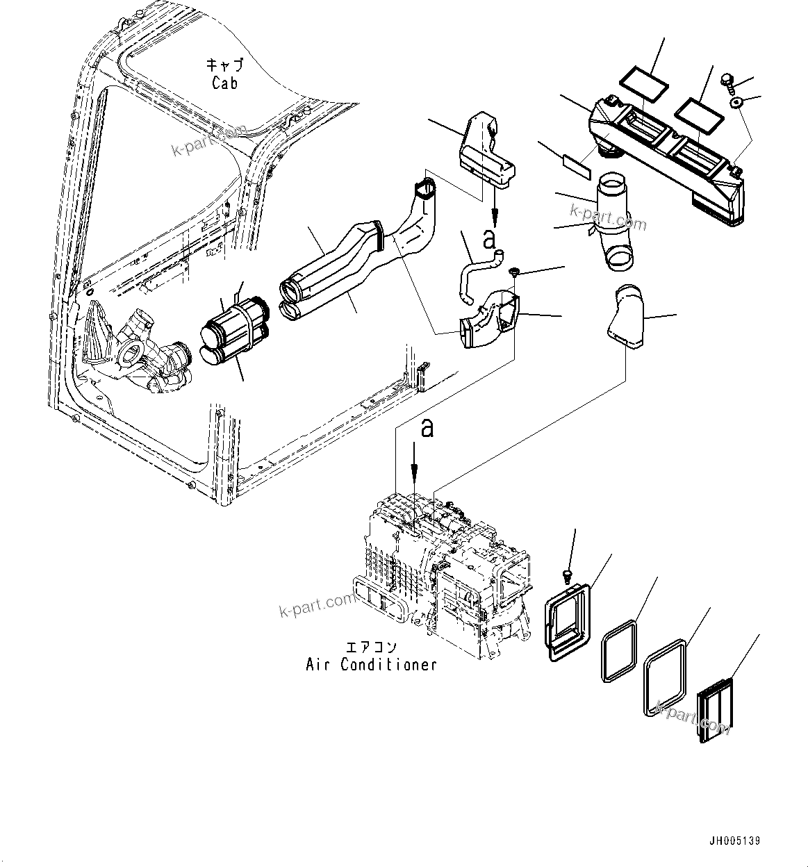 Komatsu parts book diagram for PC170LC-11 S/N 35001-UP: CAB, CAB IN PARTS, PARTITION AND RECIRCULATION AIR FILTER (#35001-)