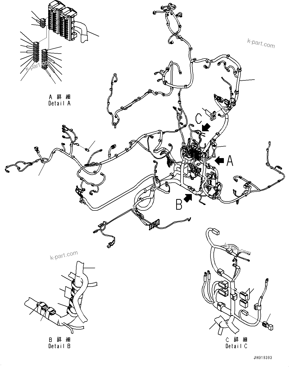 Komatsu parts book diagram for PC170LC-11 S/N 35001-UP: CAB, FLOOR, WIRING HARNESS CLAMP AND GROUND (#35001-)