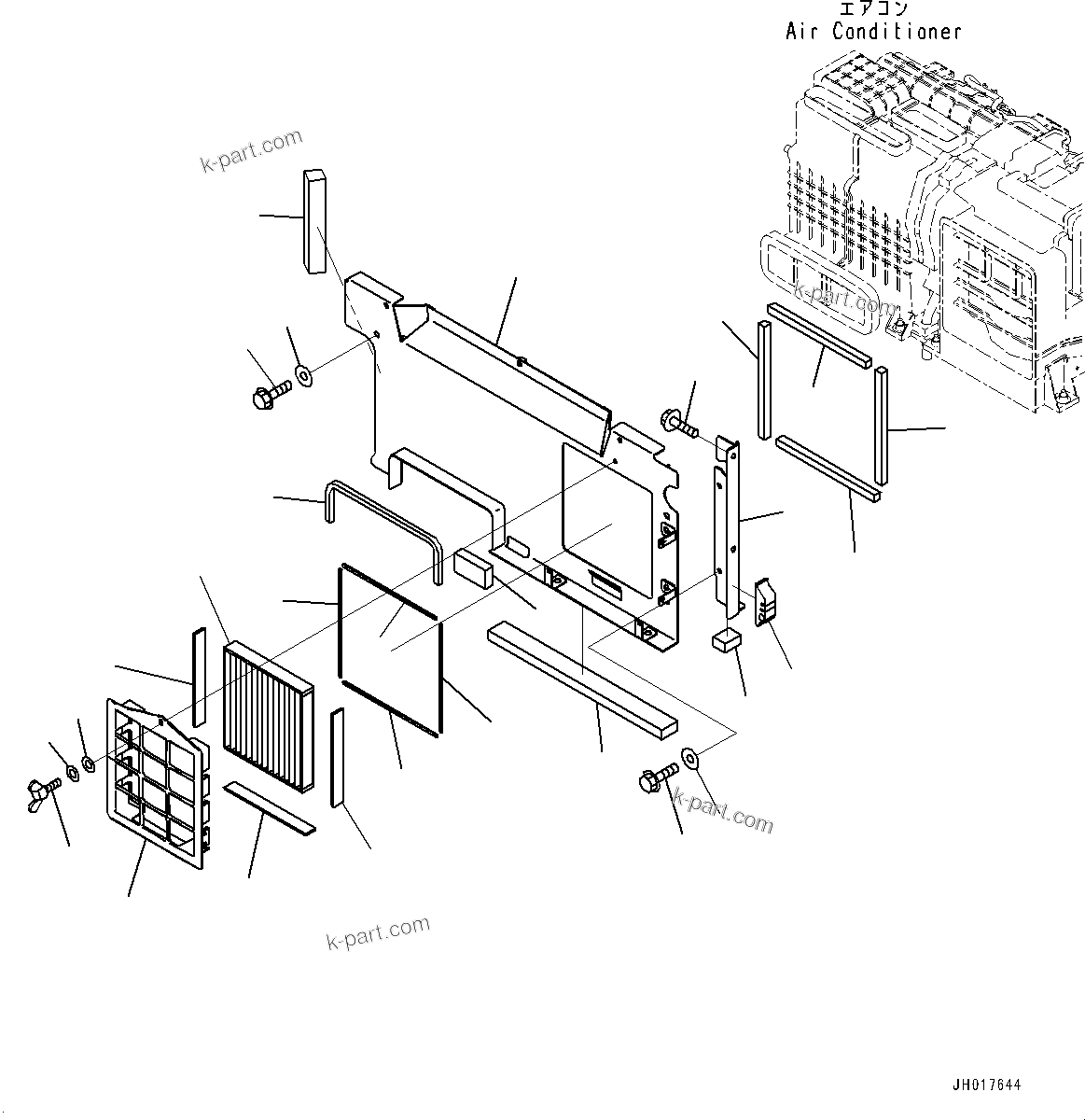 Komatsu parts book diagram for PC170LC-11 S/N 35001-UP: CAB, CAB IN PARTS, PARTITION AND RECIRCULATION AIR FILTER (#35001-)