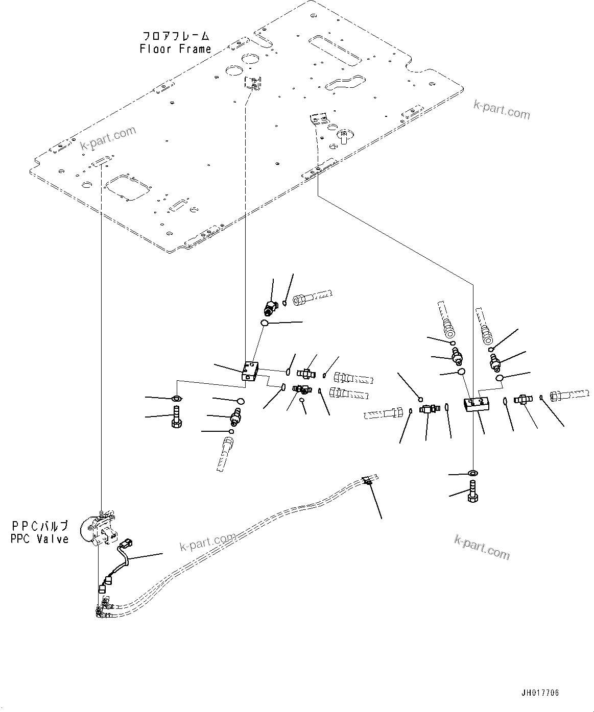Komatsu parts book diagram for PC170LC-11 S/N 35001-UP: CAB, FLOOR, P, T BLOCK (#35001-)