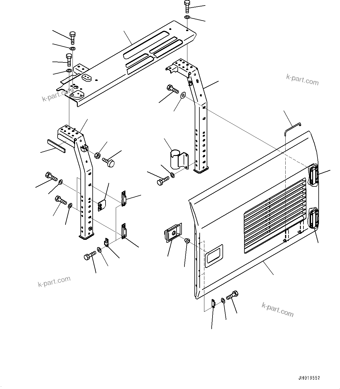 Komatsu parts book diagram for PC170LC-11 S/N 35001-UP: SIDE COVER L.H., (1/2) (#35001-)