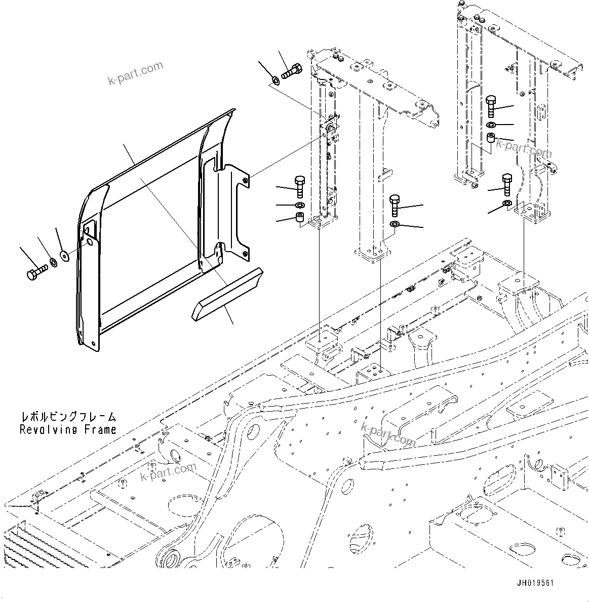 Komatsu parts book diagram for PC170LC-11 S/N 35001-UP: SIDE COVER R.H., COVER (#35001-)