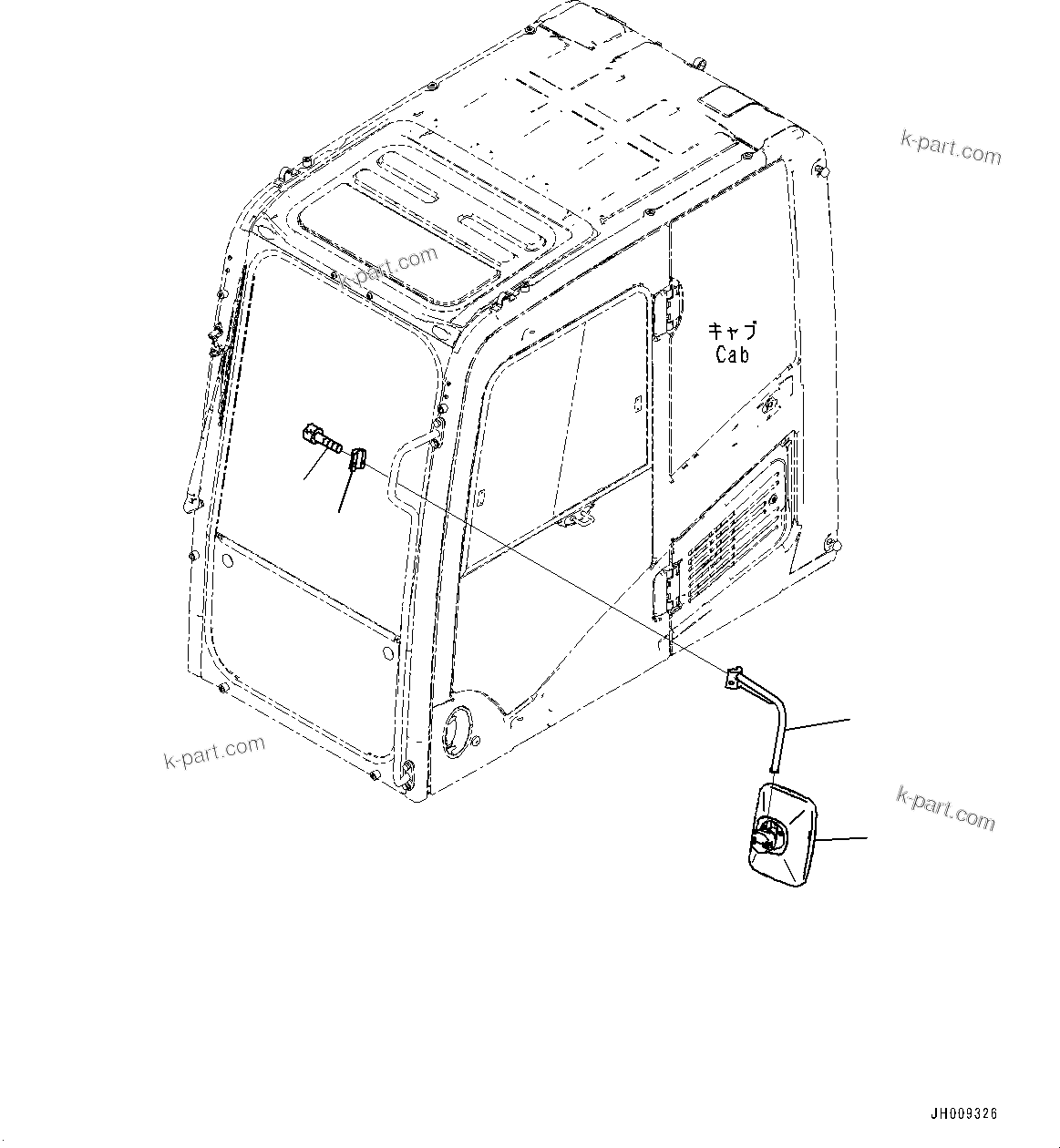 Komatsu parts book diagram for PC170LC-11 S/N 35001-UP: REARVIEW MIRROR L.H. (#35001-)