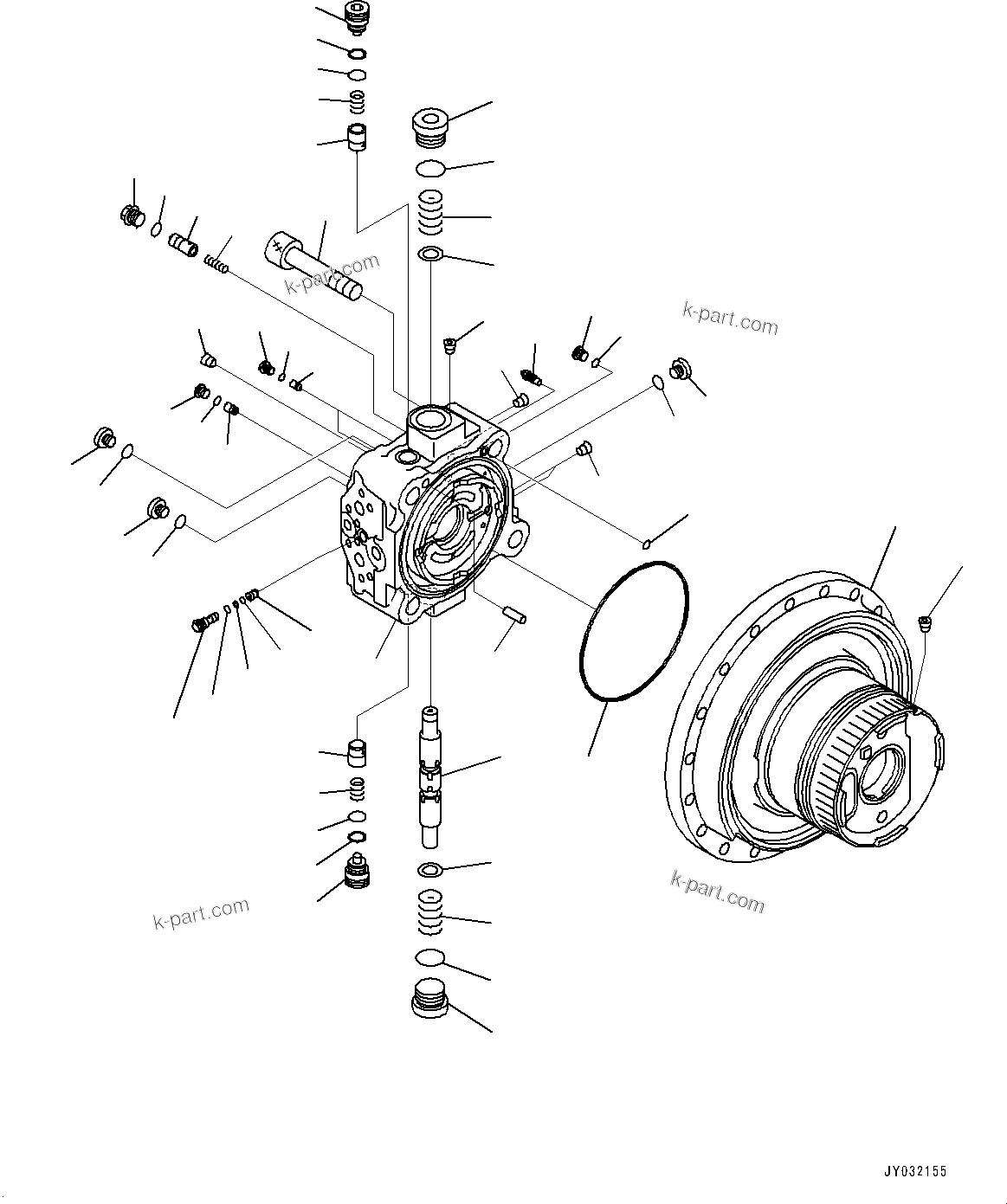 Komatsu parts book diagram for PC170LC-11 S/N 35001-UP: TRAVEL MOTOR AND FINAL DRIVE, TRAVEL MOTOR, R.H. (1/3) (#35001-)