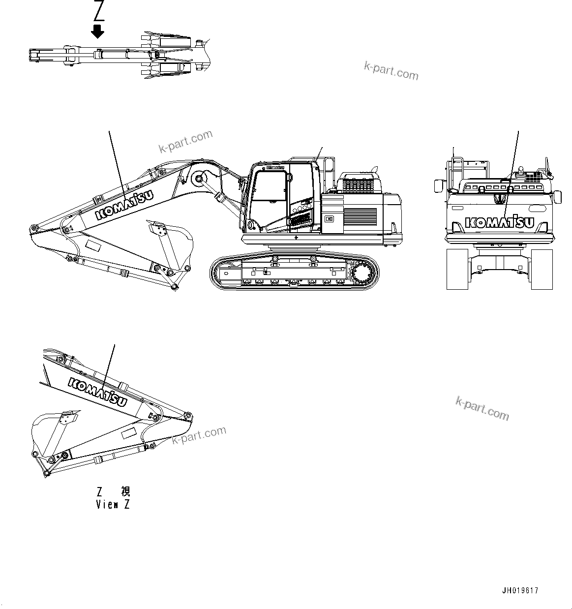 Komatsu parts book diagram for PC170LC-11 S/N 35001-UP: KOMATSU LOGO (#35001-)