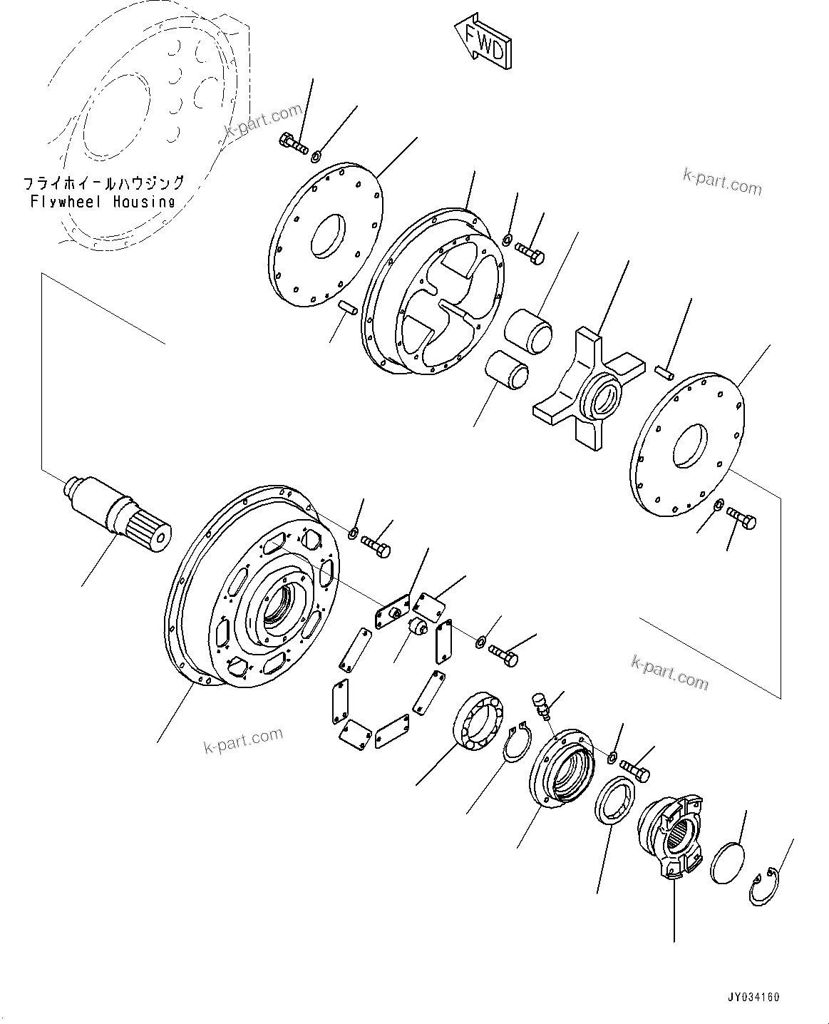 Komatsu parts book diagram for HD605-8 S/N 30072-UP (For KAL): ENGINE RELATED PARTS, DAMPER (#30001-)