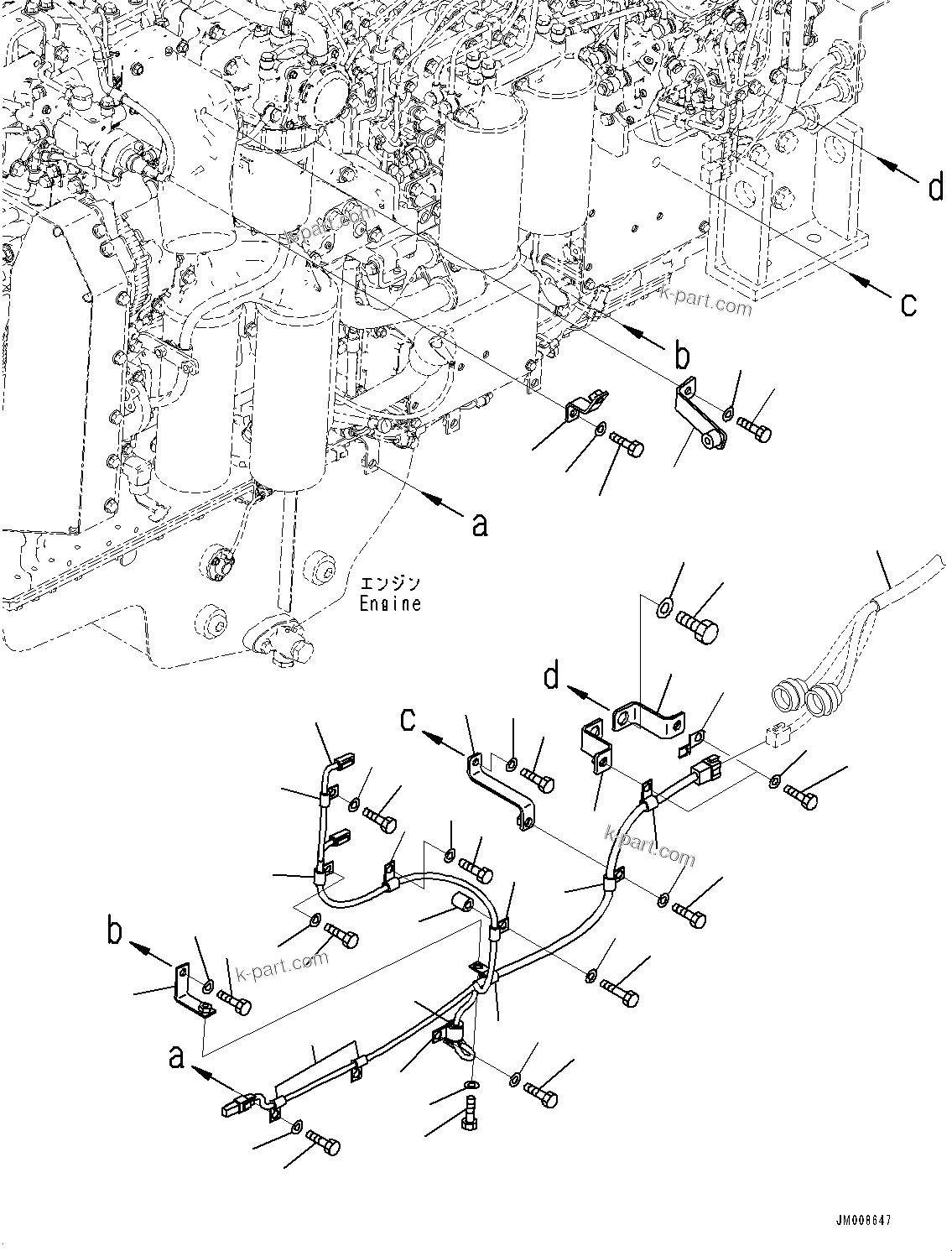 Komatsu parts book diagram for HD605-8 S/N 30072-UP (For KAL): ENGINE RELATED PARTS, WIRING HARNESS (#30001-)