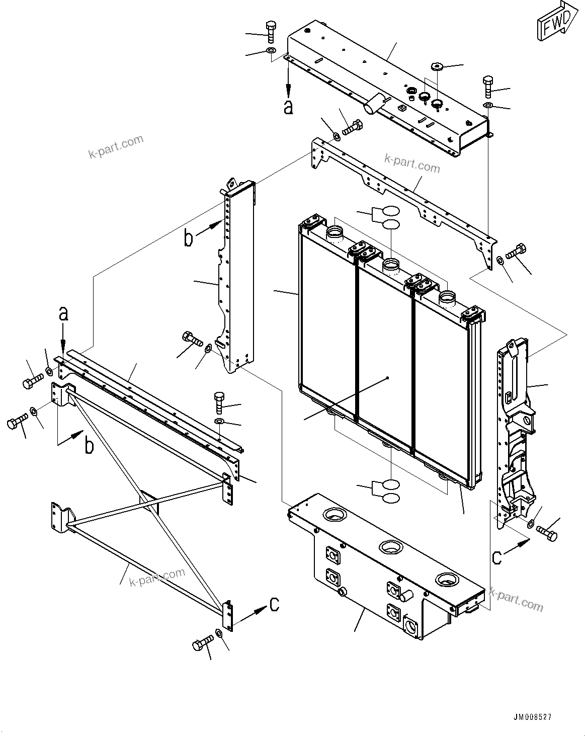 Komatsu parts book diagram for HD605-8 S/N 30072-UP (For KAL): RADIATOR (#30001-)