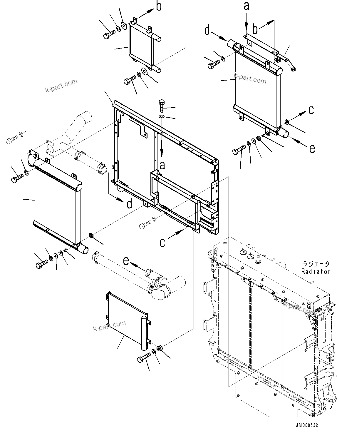 Komatsu parts book diagram for HD605-8 S/N 30072-UP (For KAL): RADIATOR, AFTERCOOLER (#30001-)