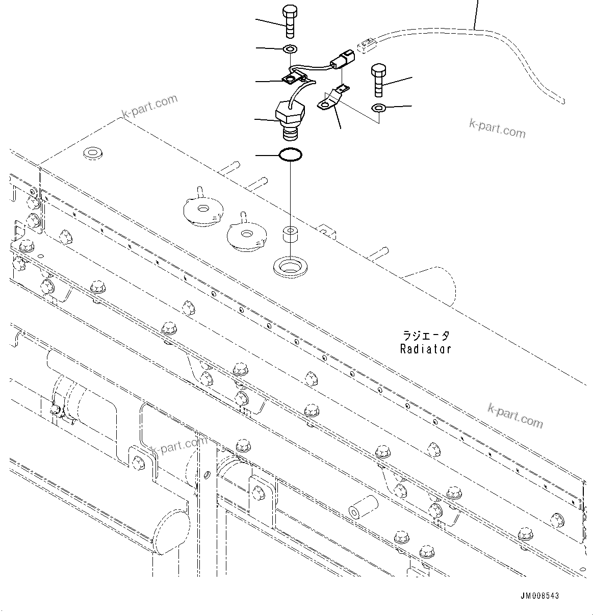 Komatsu parts book diagram for HD605-8 S/N 30072-UP (For KAL): RADIATOR, COOLANT LEVEL SENSOR (#30001-)