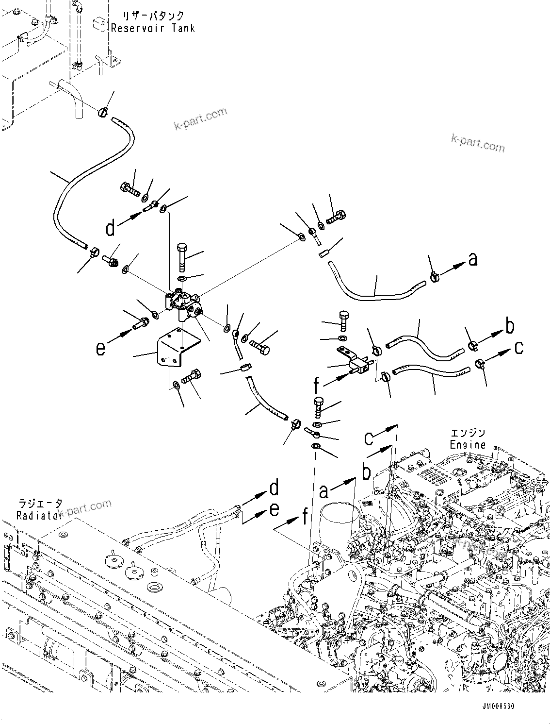 Komatsu parts book diagram for HD605-8 S/N 30072-UP (For KAL): COOLANT PIPING, AIR VENT (#30001-)