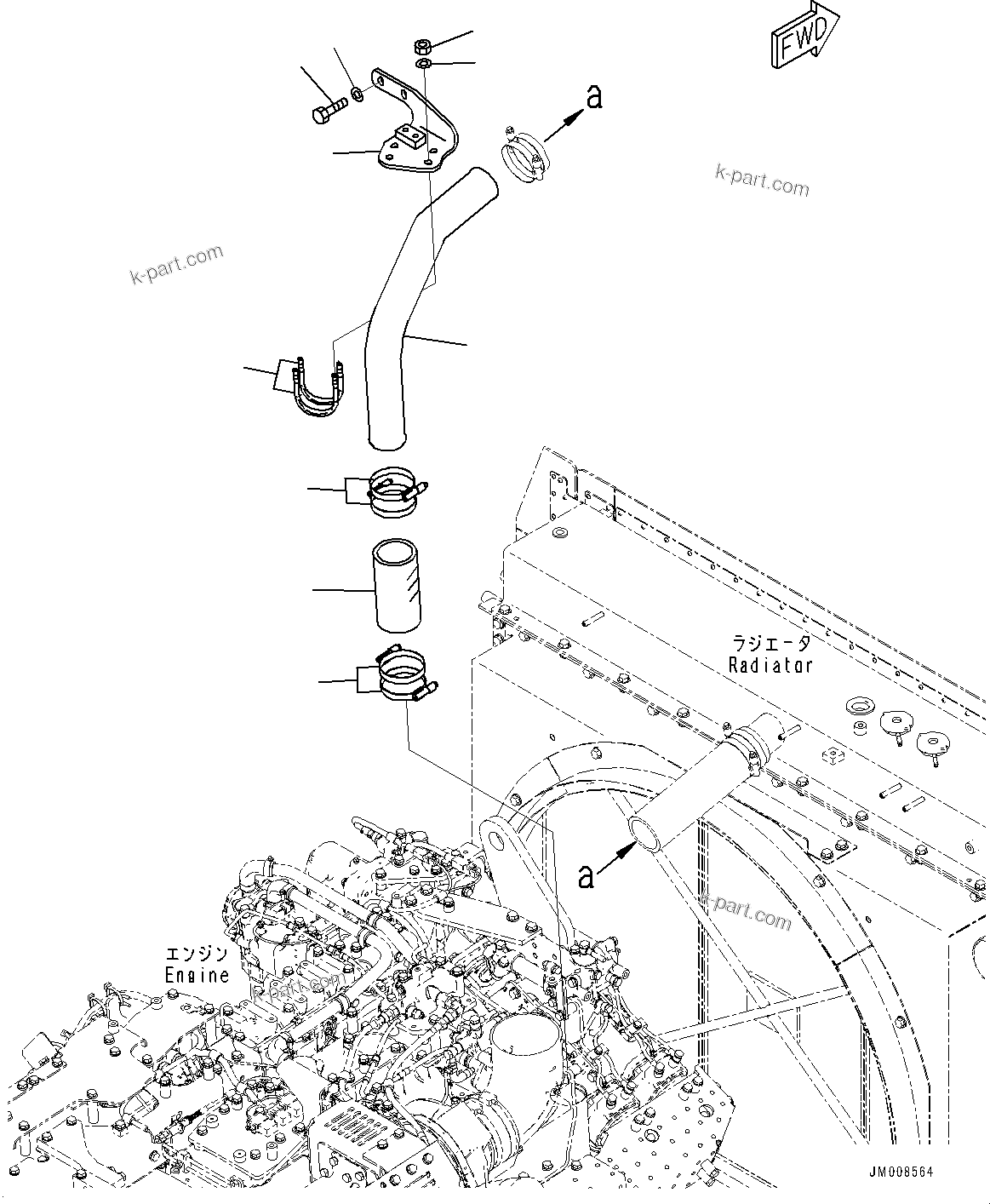 Komatsu parts book diagram for HD605-8 S/N 30072-UP (For KAL): COOLANT PIPING, AIR PIPING (#30001-)