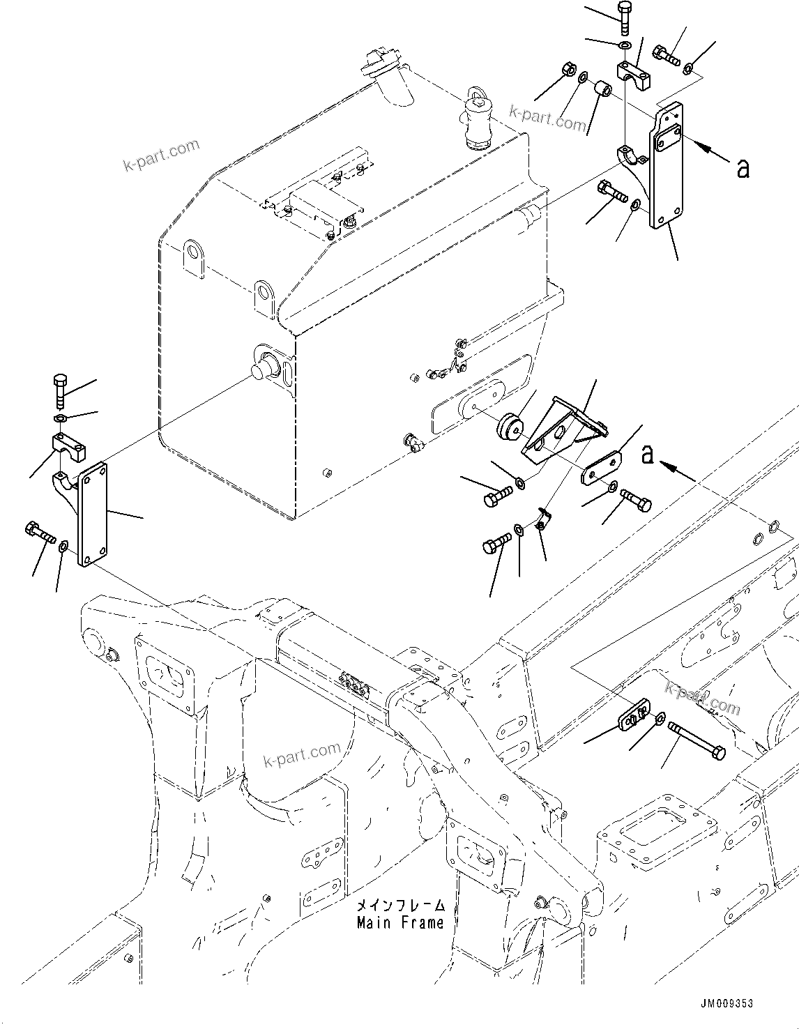 Komatsu parts book diagram for HD605-8 S/N 30072-UP (For KAL): FUEL TANK, MOUNTING (#30001-)