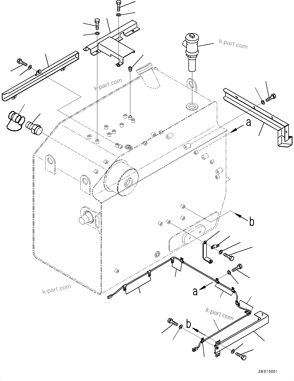Komatsu parts book diagram for HD605-8 S/N 30072-UP (For KAL): FUEL TANK, COVER AND WIRING HARNESS (WITH QUICK COUPLING)(#30023-)