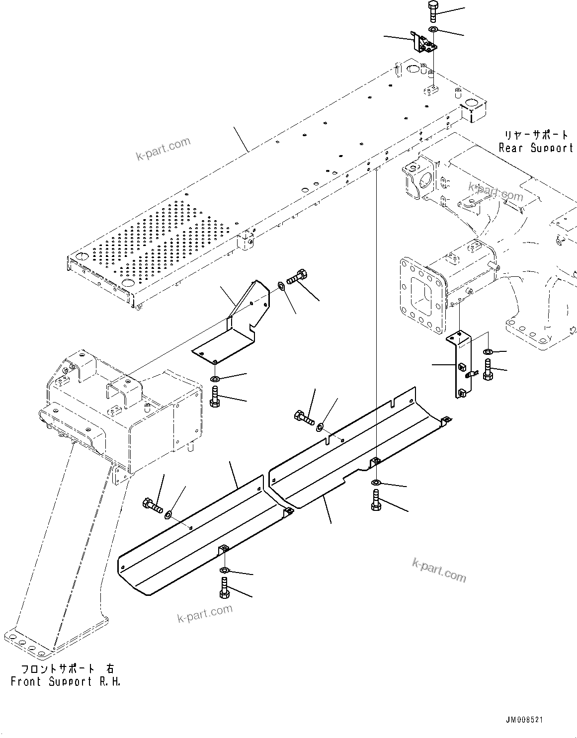 Komatsu parts book diagram for HD605-8 S/N 30072-UP (For KAL): ELECTRIC SYSTEM, MOUNTING AND COVER (#30001-)