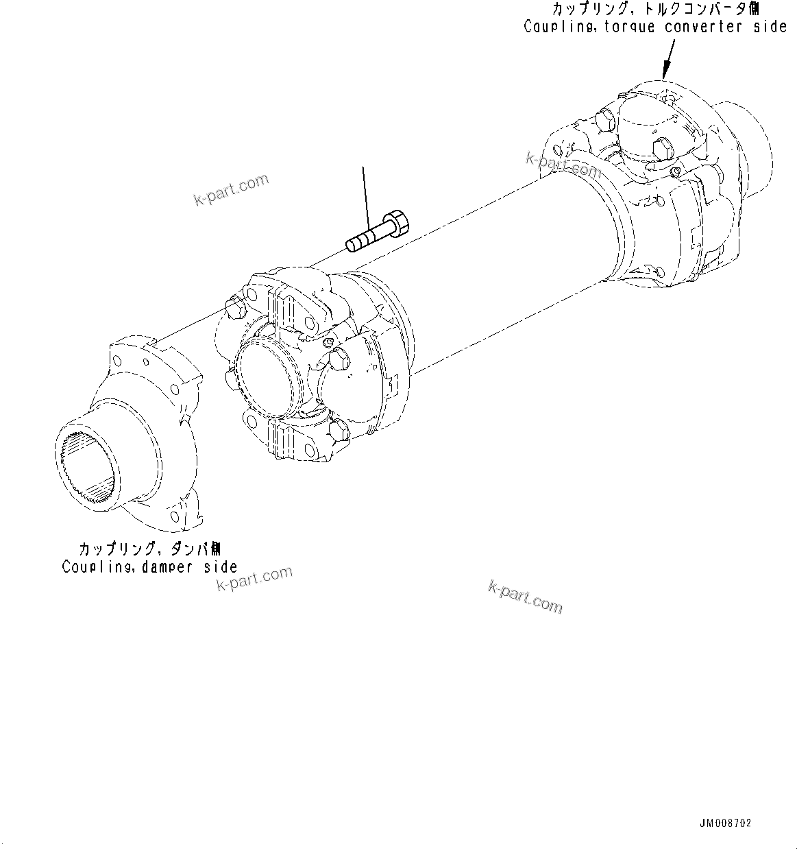 Komatsu parts book diagram for HD605-8 S/N 30072-UP (For KAL): FRONT DRIVE SHAFT MOUNTING (#30001-)