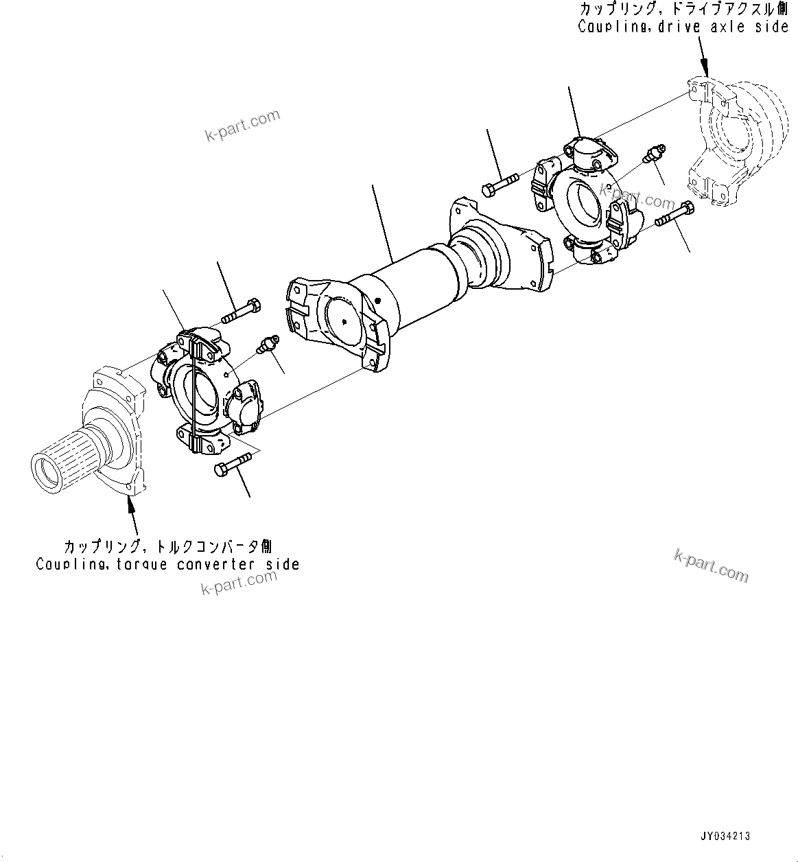 Komatsu parts book diagram for HD605-8 S/N 30072-UP (For KAL): REAR DRIVE SHAFT (#30001-)