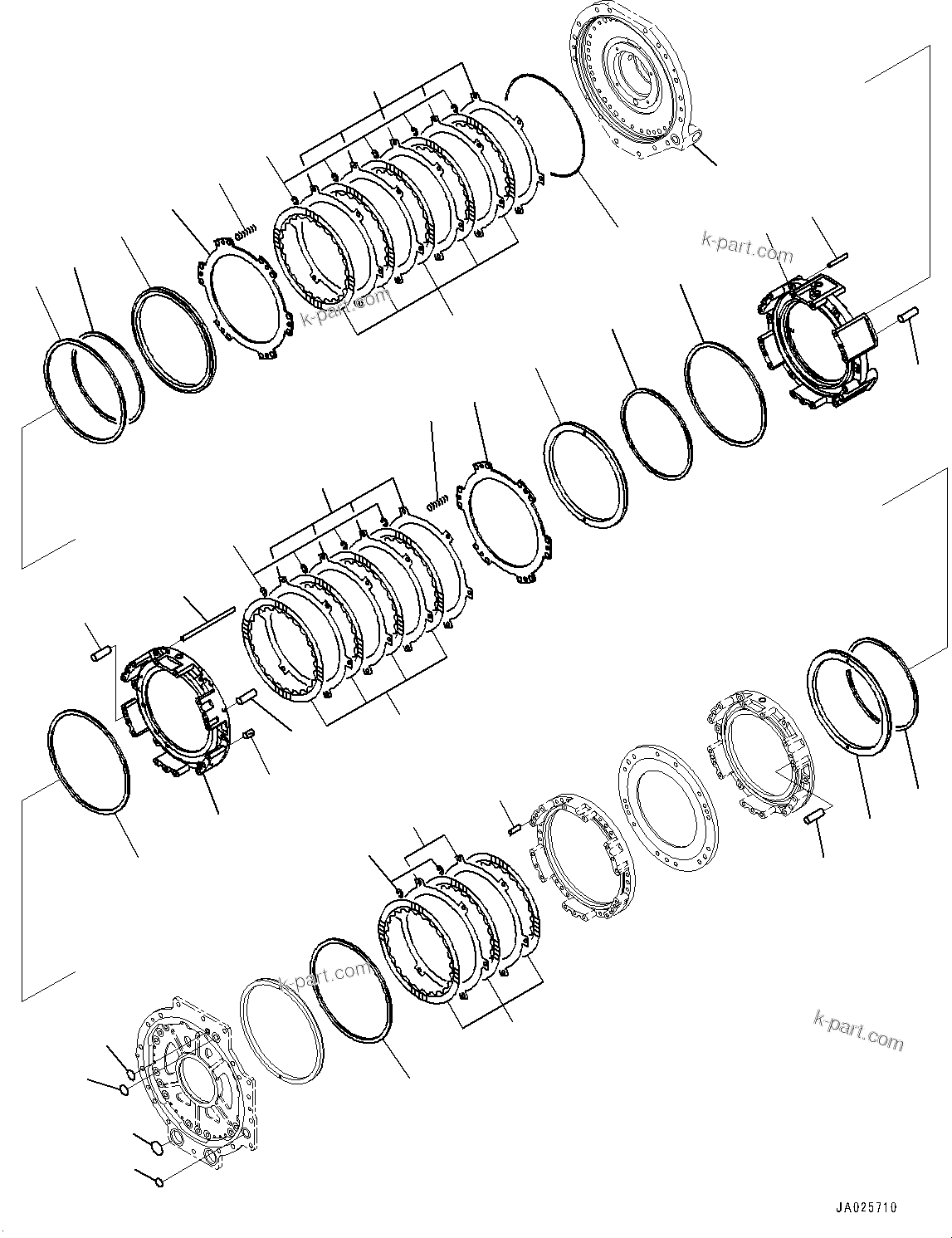 Komatsu parts book diagram for HD605-8 S/N 30072-UP (For KAL): TORQUE CONVERTER AND TRANSMISSION, 1ST, 2ND AND REVERSE HOUSING (#30001-)