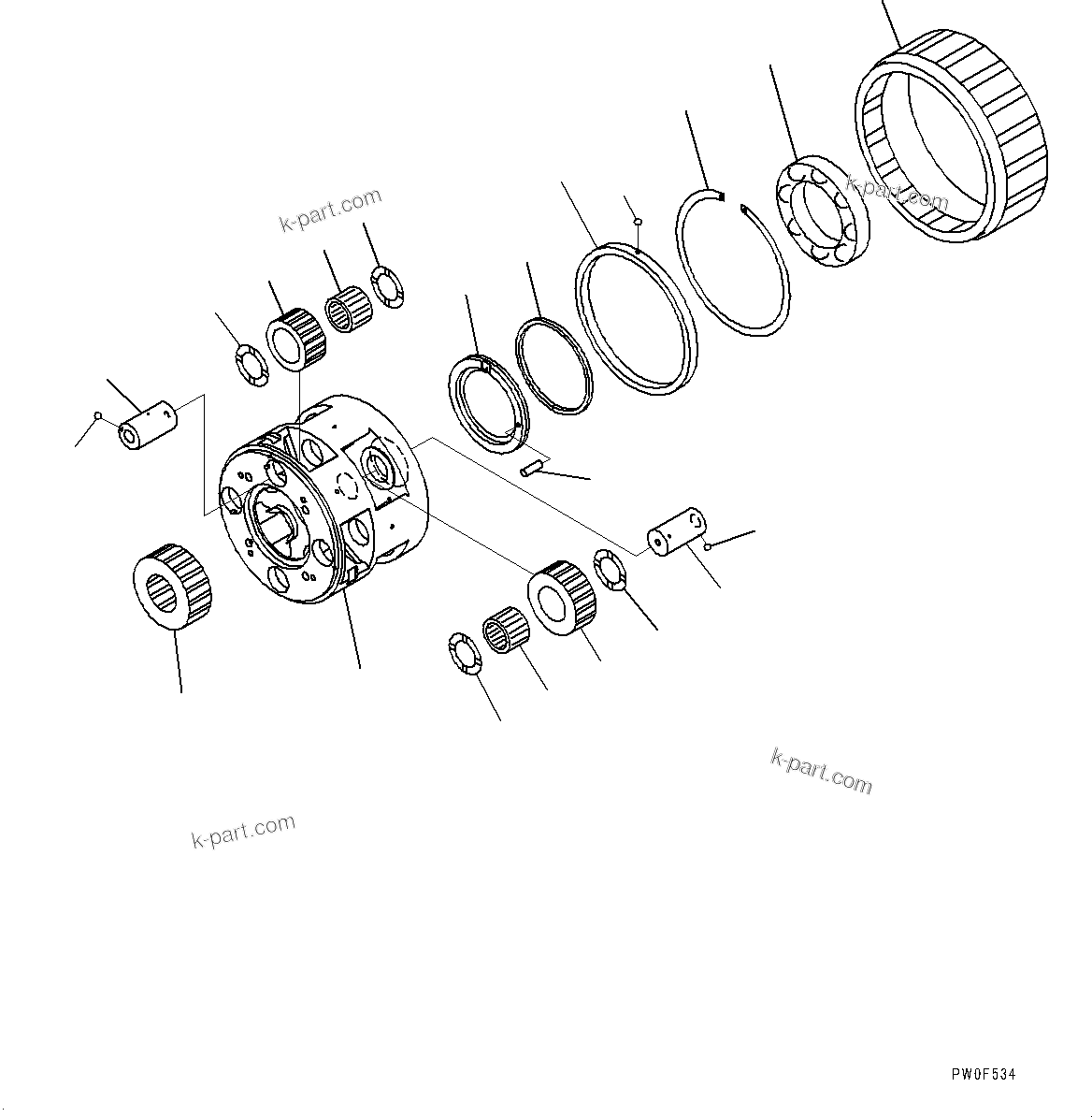Komatsu parts book diagram for HD605-8 S/N 30072-UP (For KAL): TORQUE CONVERTER AND TRANSMISSION, CARRIER (1/3) (#30001-)